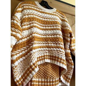 Maje Paris Chunky Knit Sweater Orange White Size 1 Small